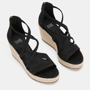 Eileen Fisher Wanda Tumbled Nubuck Espadrille Size: 8